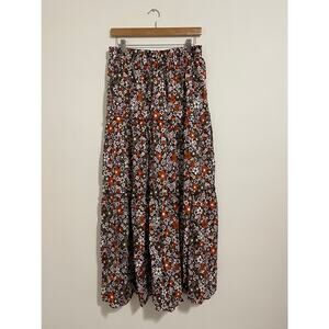 Women's Elastic Waist Skirt W/Drawstring Purple, Dark Brown, Orange Sz XL